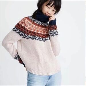 NWT Madewell Brookdale Fair Isle Turtleneck Holiday Sweater